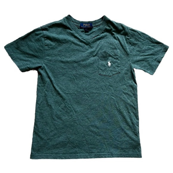 Polo Ralph Lauren Green Short Sleeve V-Neck Tee | Boys S - Picture 1 of 4
